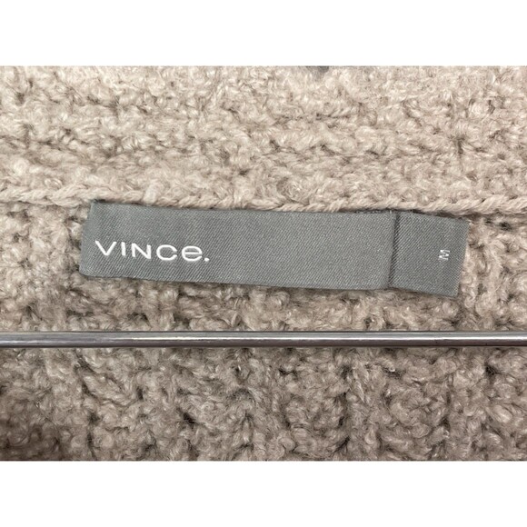 Vince Women Medium Sweater V Neck Chunky Knit Neutral Textured Cashmere Beige - Picture 5 of 9